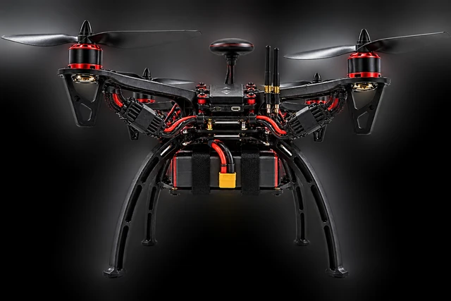 IAST drone front view with four rotors and landing gear